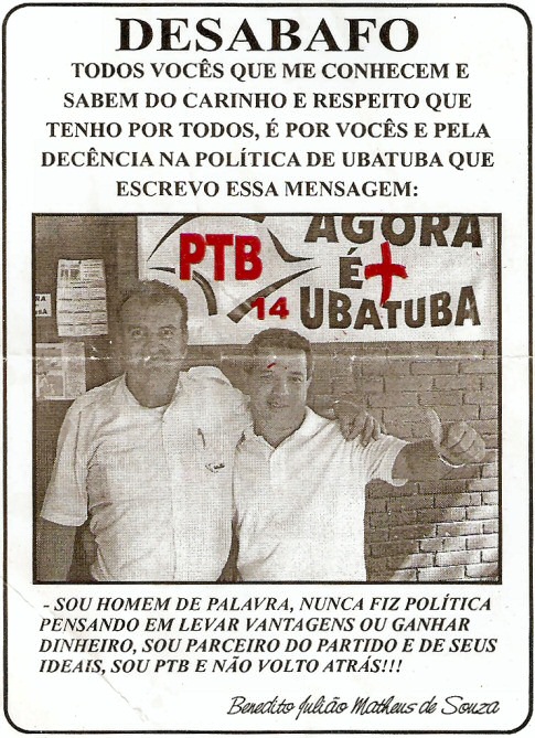 Panfleto divulgado em outubro de 2007. - Imagem:  Arquivo UbaWeb
