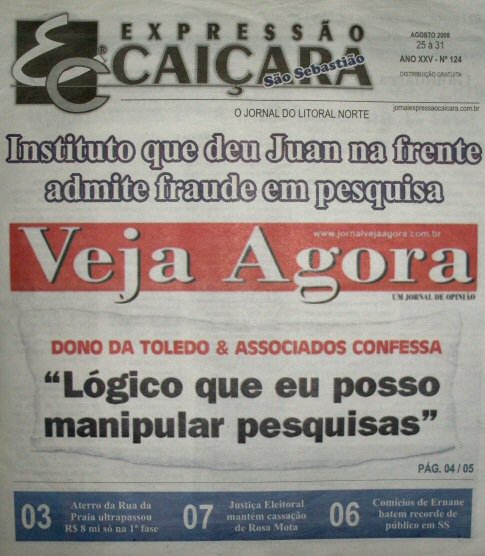 Capa do jornal Expresso Caiara - So Sebastio, edio de nmero 124 (25  31 de agosto de 2008) - Imagem:  Reproduo