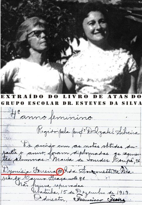 A professora Dionsia ( esquerda), a professora Maria Luiza e o documento de comprovao da diplomao. - Imagem:  Arquivo Nen Velloso