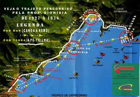 Por mar e terra  siga o roteiro no mapa. - Imagem:  Arquivo Nen Velloso