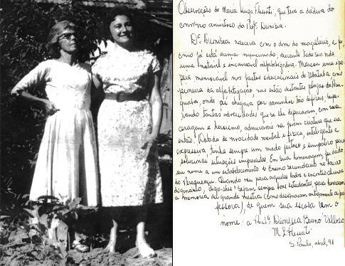 a) Professora Dionsia,  esquerda, ao lado da professora Maria Luiza Flessati. b) Observaes de Maria Luiza Flessati. - Imagem:  Arquivo Nen Velloso