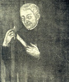 Padre José de Anchieta - Pintura em madeira, existente no Colégio São Luís, em São Paulo, e considerado o único, autêntico, do grande Apóstolo do Brasil