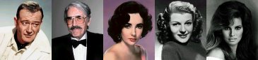 John Wayne, Gregory Peck, Elizabeth Taylor, Rita Hayworth e Rachel Welch